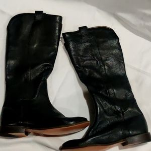 Frye Women's 7.5 Black Paige Leather Tall Riding Boot